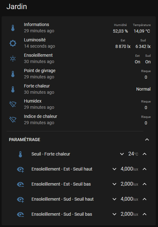 Affichage des champs sur le dashboard Lovelace