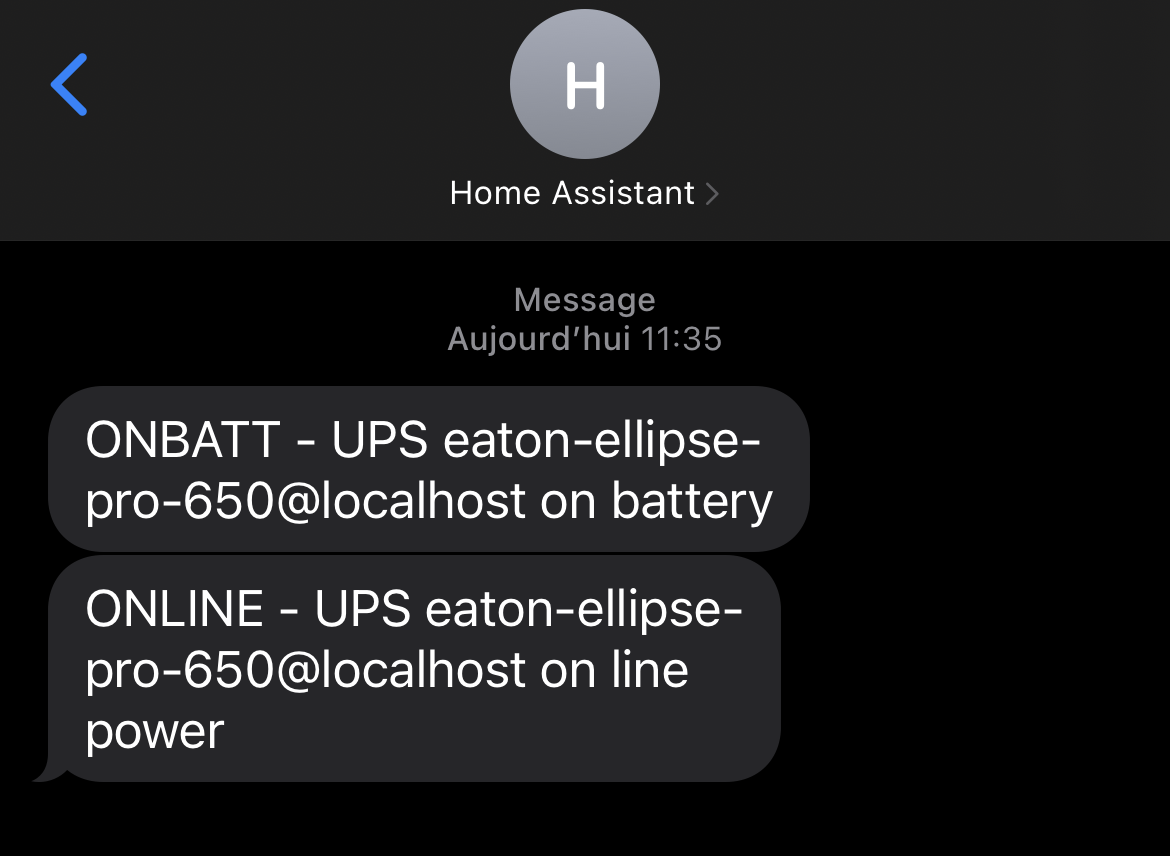 SMS reçus suite à une coupure de courant